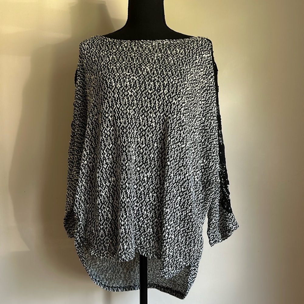 Lace shoulder sweater